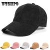 Retro Corduroy Baseball Cap, Thermal Snapback Solid Color Soft Top Casual Outdoor Dad Hat for Women & Men