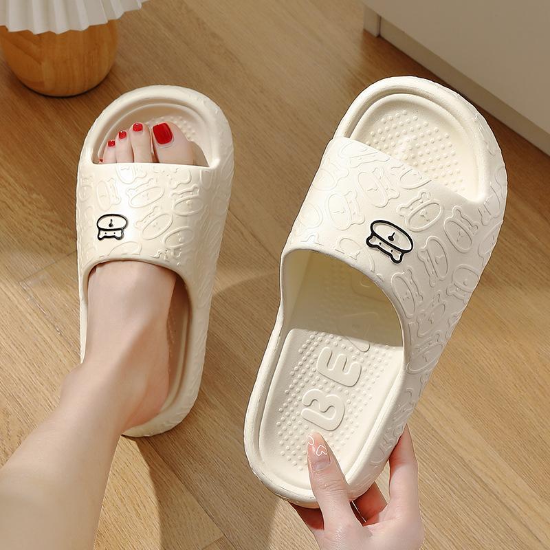 Outdoors Summer Women Men Flat Thick Platform Slippers Non-Slip Cartoon Home Bath Sandals Beach Slides Couples Ladies Shoes
