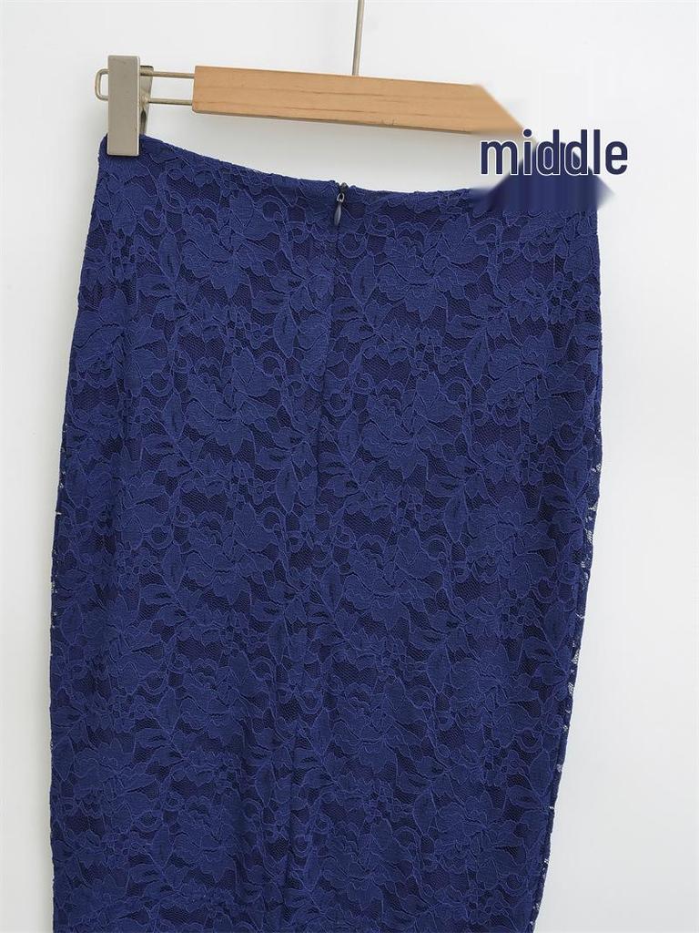 Тонкая кружевная юбка-миди с высокой талией для женщин, весна и осень