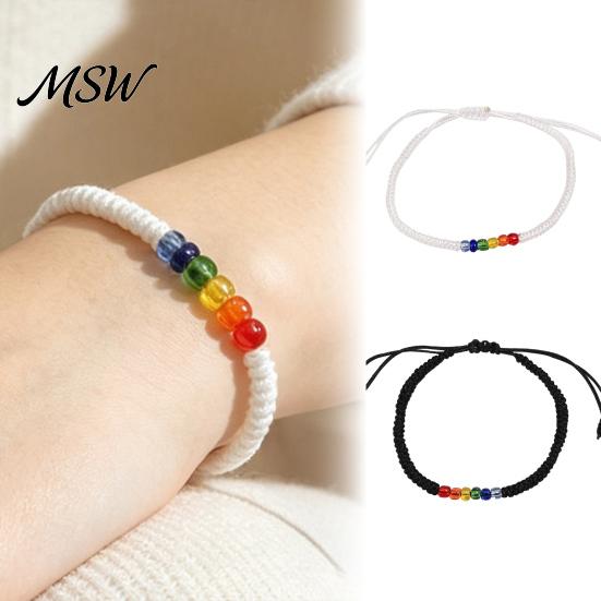 Versatile Commuting Accessory Rainbow Beads Bracelet for Men Women, Handmade Boho Stackable Cord Braided String Bracelet, Adjustable Woven Rope