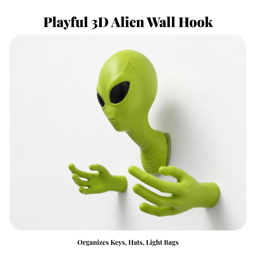 Alien Head Wall Decor Quirky Sculpture Unique for Hallway