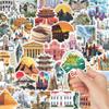 50 шт. Ретро-наклейки с мировыми достопримечательностями для DIY-тетради и украшения багажа