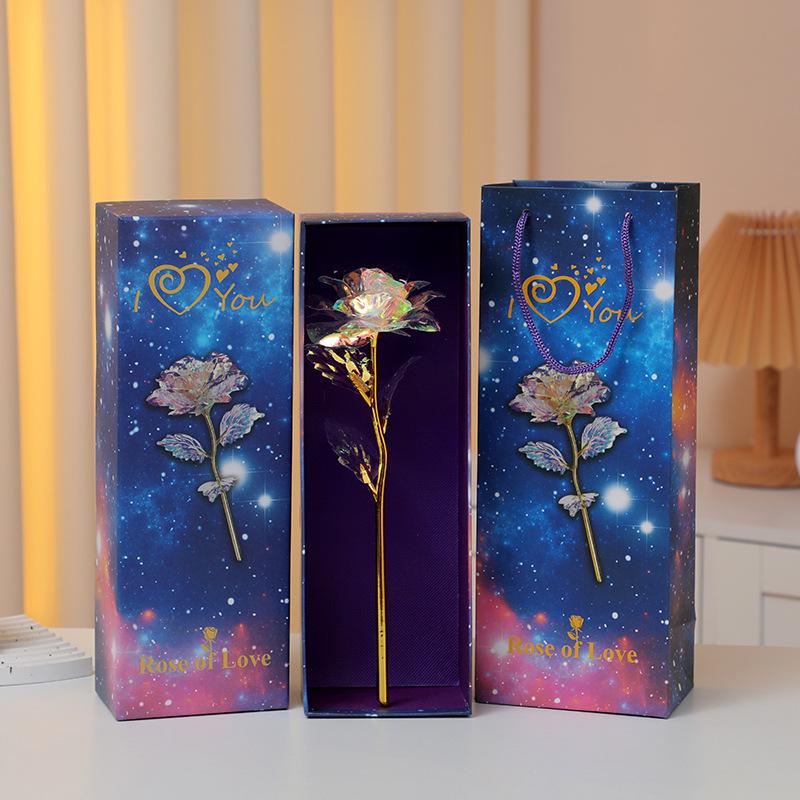 Роза из 24-каратной золотой фольги Светящийся букет: Сохраненные искусственные цветы на День святого Валентина, День матери и дни рождения