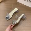 2025 summer wear transparent crystal cool slippers thick heels high heels women small not tired feet new explosion