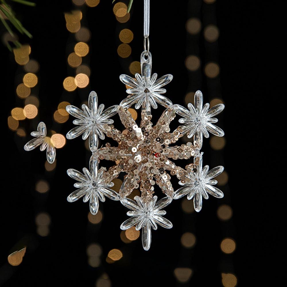 Акриловые Рождественские Хрустальные Подвески DIY Настенная Подвеска Украшения для Рождественской Елки В помещении На улице Подвеска-Кристалл Снежинка