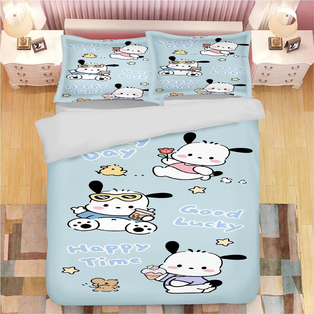 Sanrio Pochacco Комплект пододеяльника Одеяло Постельное белье 3D Детский комплект постельного белья 3 предмета 1 пододеяльник Размер King Size