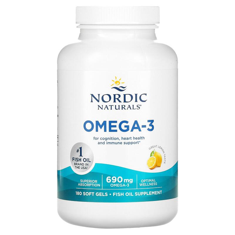 Omega-3, Lemon, 180 Soft Gels (345 mg per Soft Gel)