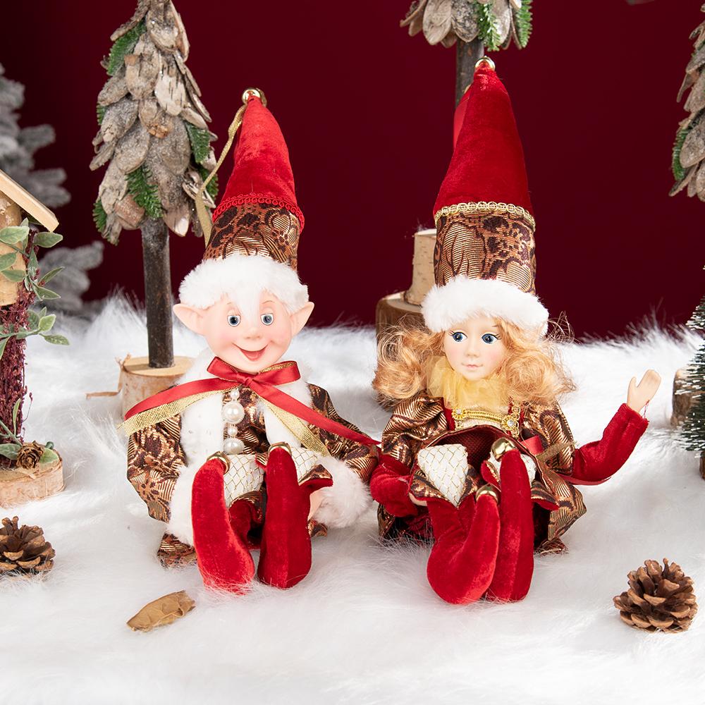 Elf 45cm Christmas Decoration 2024 Doll Toy Hanging Standing Decor Navidad Pendant Ornaments For Home New Year Gift For Kids
