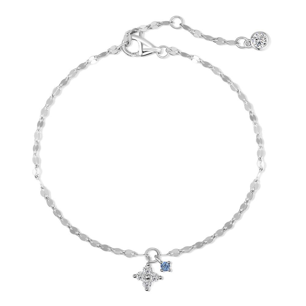 Серебряный браслет S925 в корейском стиле с четырехлистным клевером для женщин - Элегантная, Изысканная и Супер Блестящая Цепочка-Губы.