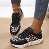 Women's Spring Fashion Casual Leopard Ankle Shoes for Woman Platform Ladies's Jogging Sneakers Low Top Lace Up Tenis Trainers
