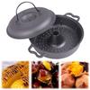 Чугунная сковорода для жареного батата с крышкой, чесночная жаровня для пикника, кемпинга, патио, готовки на заднем дворе