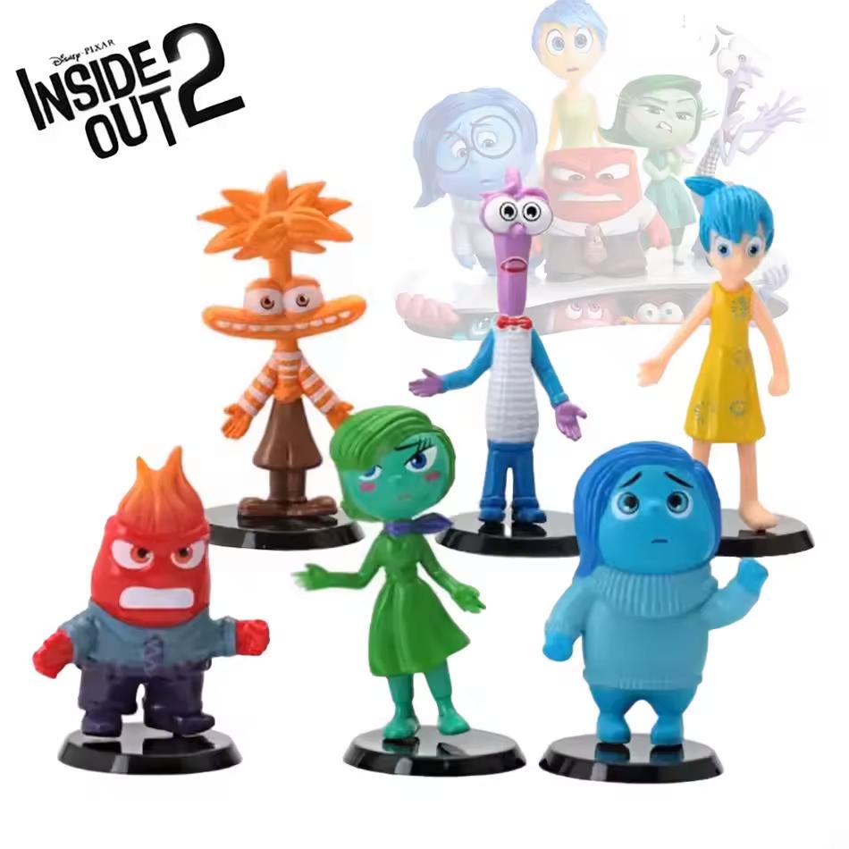 Набор из 6 шт. Игрушка Фигурка Действия Inside Out 2 Мультфильм Радость Тревога Гнев Грусть Отвращение Страх Модель Куклы Фигурки Подарок для Детей