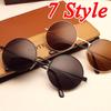 Round Sunglasses Men Women Anti-Reflective Lens Metal Frame Circle Sun Glasses