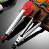 Silicone Head BBQ Grilling Tongs Food Grade Stainless Steel Tongs  Kitchen Use