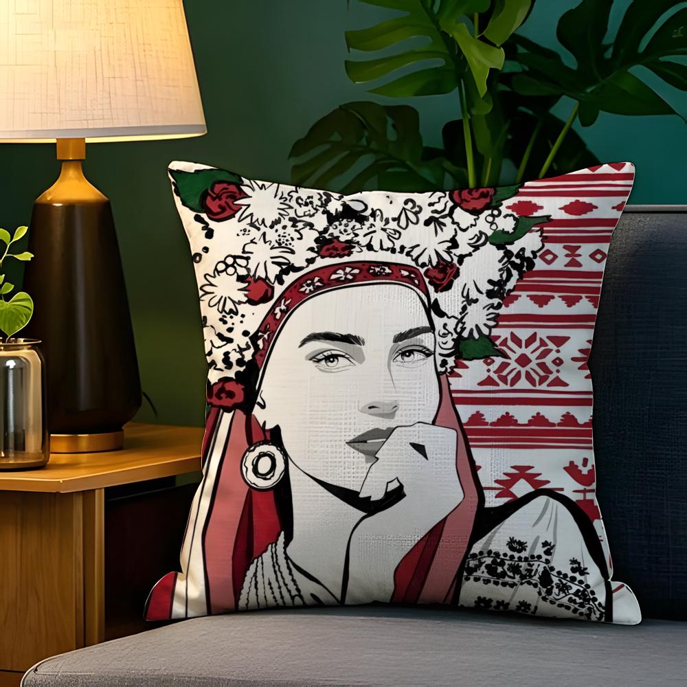 Classic Ukrainian Traditional Pillow Case Natural Linen Pillow Case DoubleSided Decor Sofa Pillowcase Home Decor