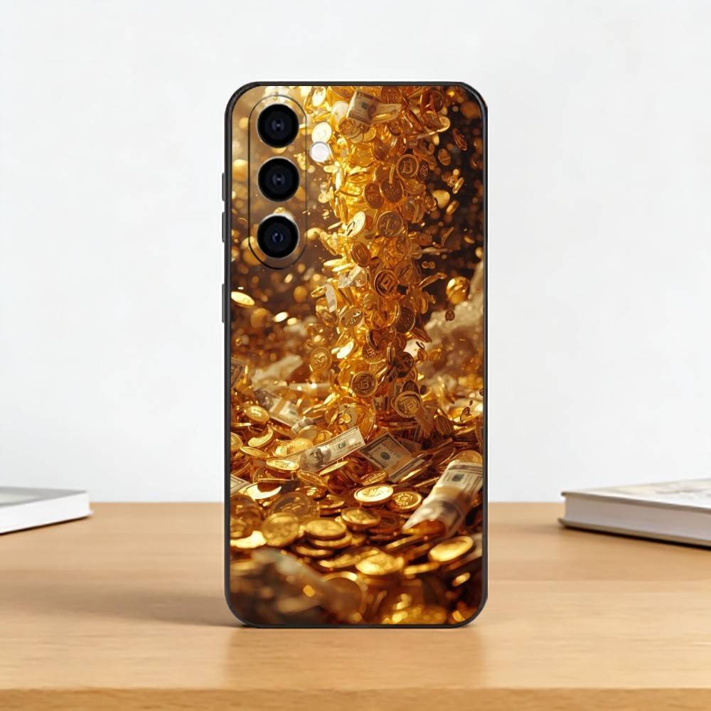Чехол для телефона Money Gold A-Art для Samsung Galaxy A73, A72, A71, A70, A53, A52, A51, Другие Мягкий Черный Чехол