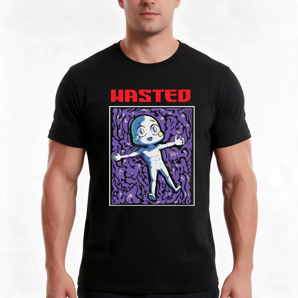 Wasted (Purple Waves) Tshirt Summer Casual Cotton Tee Oversized Streetwear Tops Vintage Graphic Print Unisex Unisex Unisex