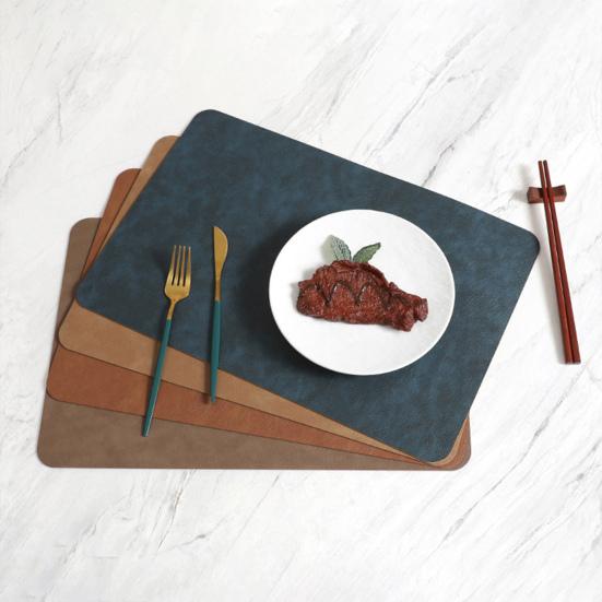 Yousheng Faux Leather Placemat Coaster Dining Table Heat Insulation Pad Dual Side Waterproof Placemat for Kitchen Countertops Dining Tables