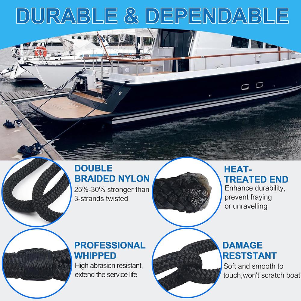 5m/16.5ft Boat Dock Lines Mooring Rope Double Braided Nylon Fender Line Docking Boat Rope for Yacht Marine Anchor Ropes 7