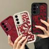 For Samsung S25 S22 Ultra Plus S24 S23 S21 S20 Fe A16 A15 A55 A35 A54 A56 A36 A56 Shockproof Dark Red Lips Pattern Silicone Soft Anti-Fall Cover