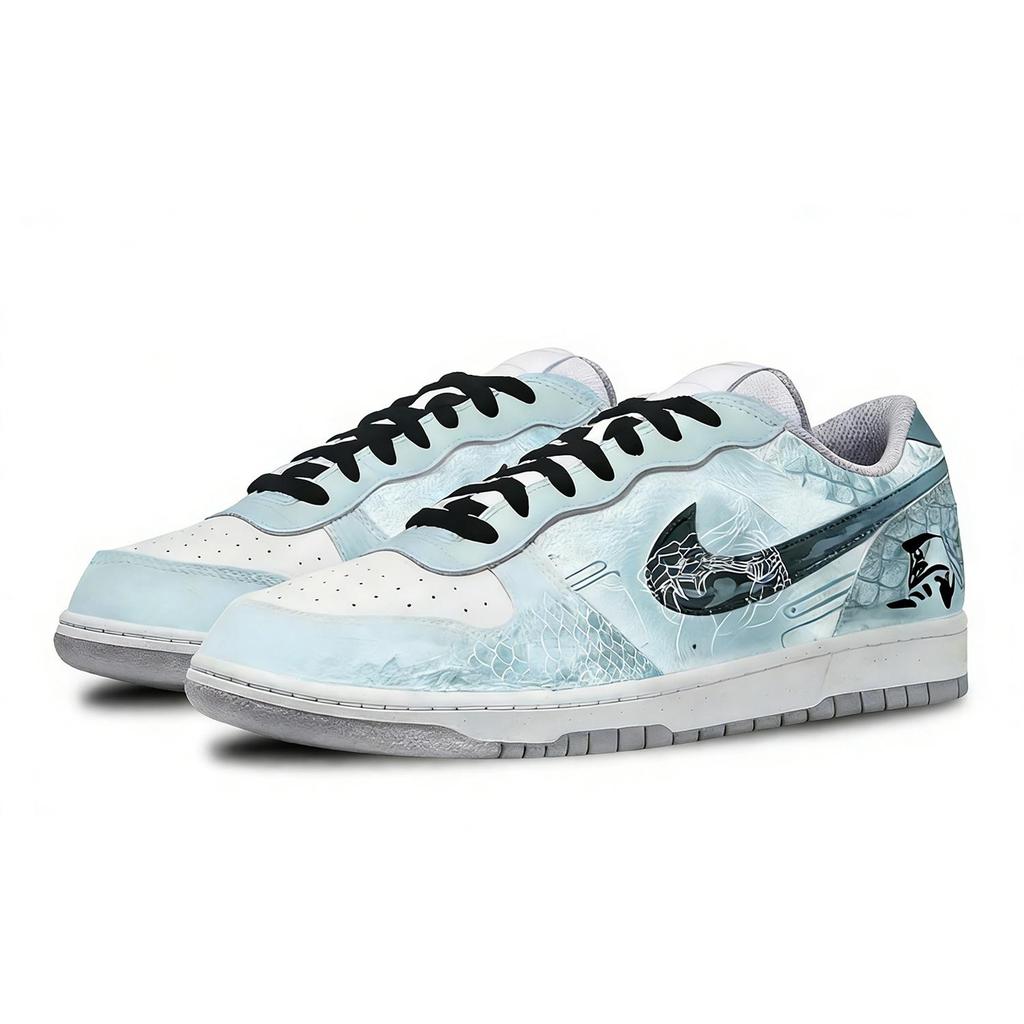 Nike Big Low Ice Silk Horse Abrasion Resistant Breathable Low top Skateboard Shoes Men's Blue 355152-106(Team528-)