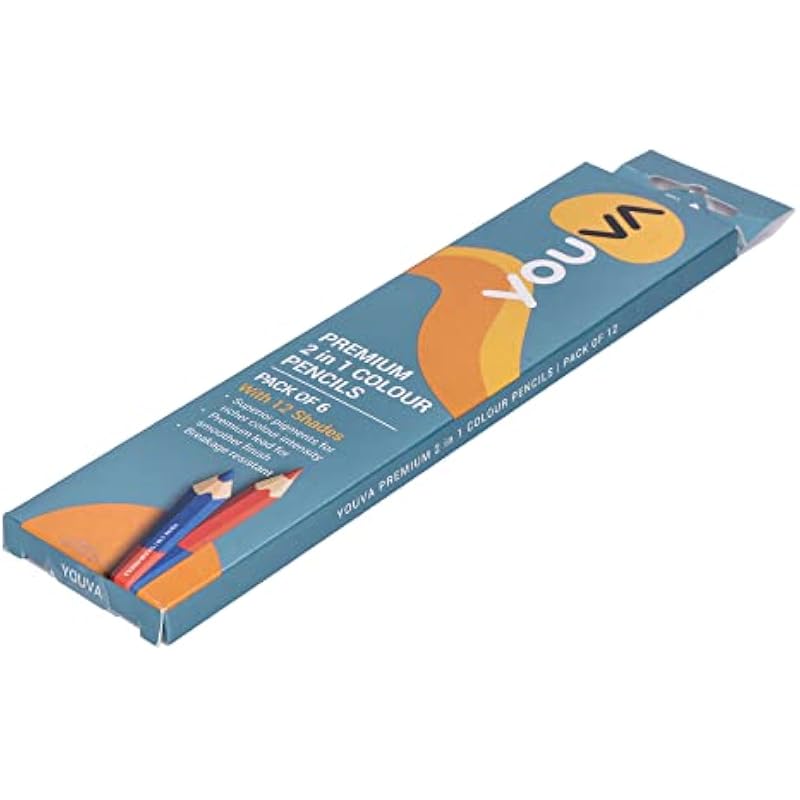 Navneet Youva | Premium 2 In 1 Colour Pencils | Pack Of 6/12| Set Of 2, Multicolored, 6.9Mm In Diameter And 174 Mm Lengh