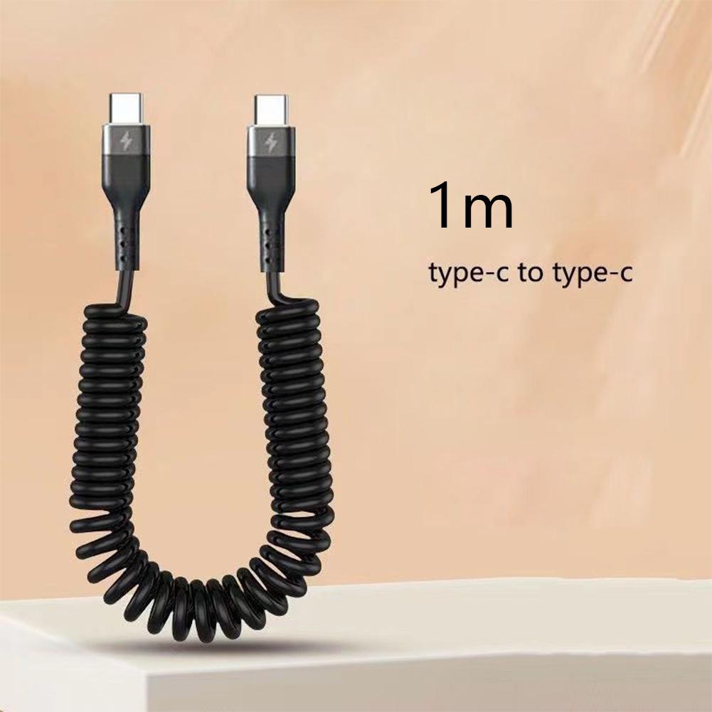 Spring Telescopic 100W 5A Fast Charging Type C Data Cable USB Micro Car Phone Charger for iPhone13 14 Pro Sumsung Xiaomi POCO