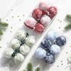 Indoor Christmas Trim Set of 6 with Fabric Finish and Ribbon Detail for Tree Use, Entry Tables, and Room Styling