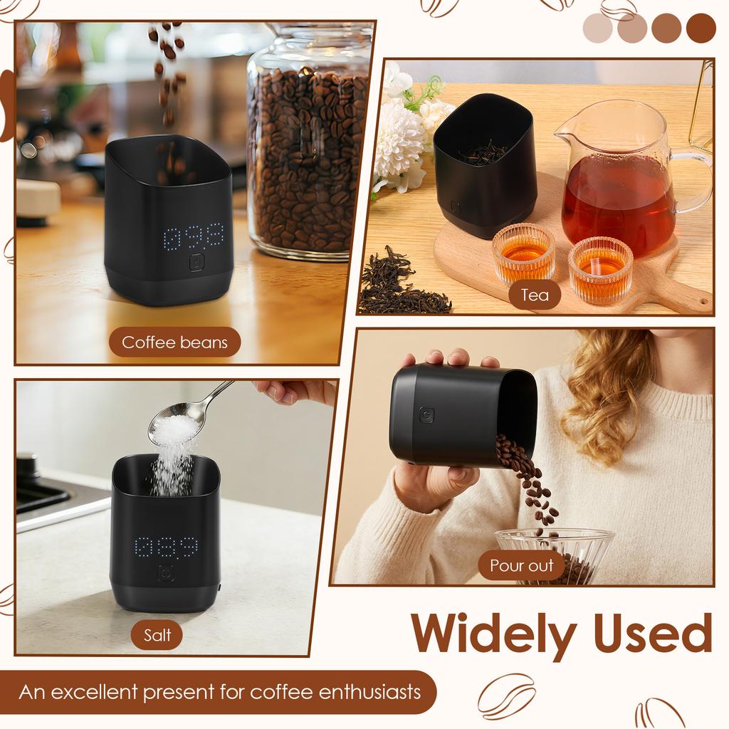 Electronic Coffee Scale Digital Coffee Bean Dosing Cup with LED Display USB High Precision Espresso Measurer Cups Easy Cleaning