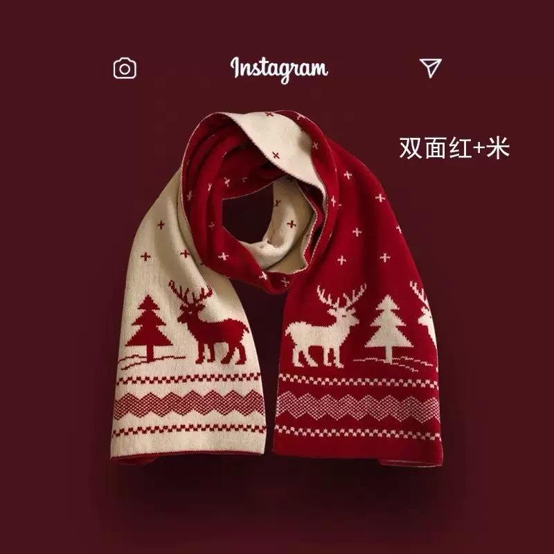 Mary Christmas gift Japanese knitted wool scarf, women's autumn and winter long thickened versatile scarf, trendy girlfriend