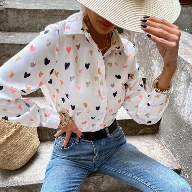 Модные свободные рубашки с длинным рукавом и принтом бабочек S-5XL, женские винтажные однобортные блузки больших размеров, женские элегантные офисные блузки с лацканами 26247