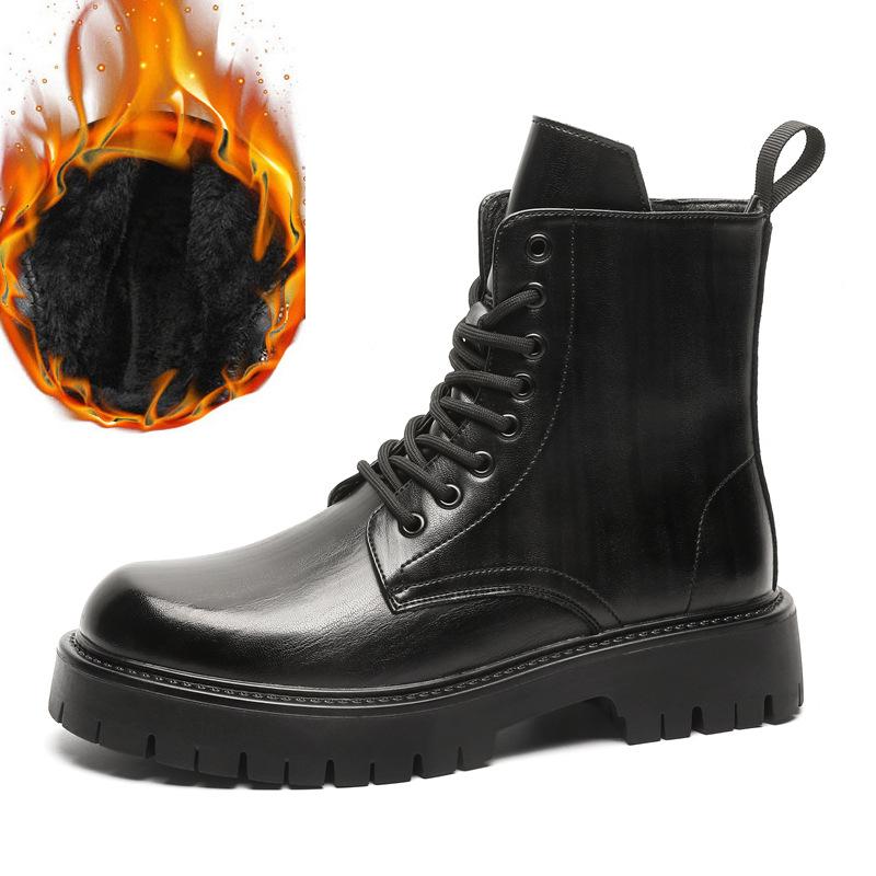 Side Zipper Martin Boots Outdoor Fashion Tooling Boots 2024 Hong Kong Wind Locomotive Boots Men's Premium Leather Shoes 3315-A