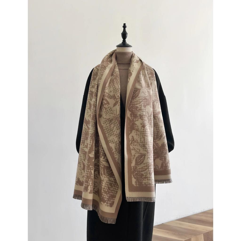 Women Houndstooth Pashmina Scarves Fringe Wrap Winter Warm Fashion Brands Designer Cashmere Two-Sided Scarf Blanket Soft Shawls