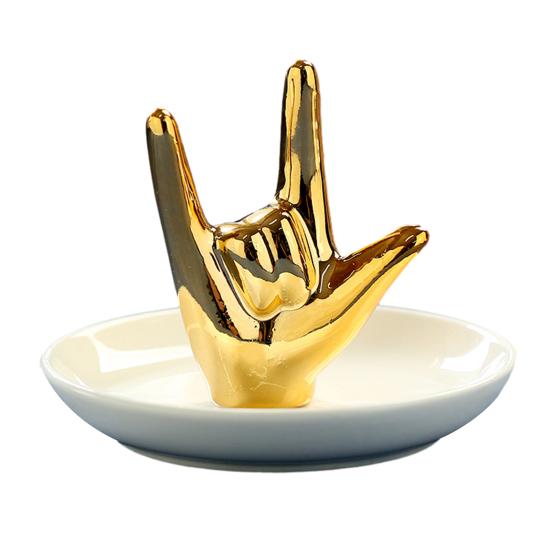 Jewelry Tray Ceramic "I LOVE YOU" Rings Earrings Necklaces Bracelets Holder Decorative Jewelry Organizer Home Decor
