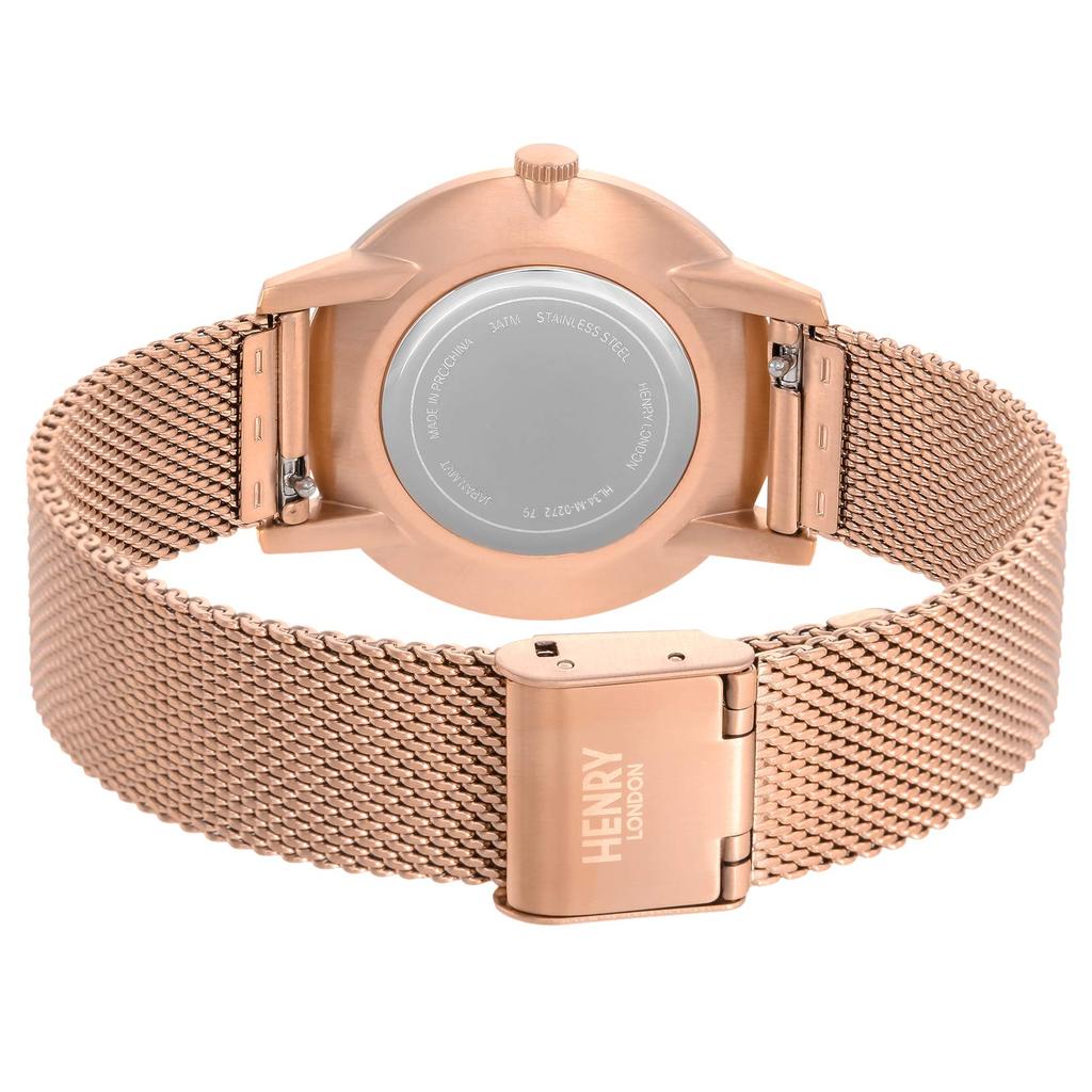 Часы ICONIC Pink Dial Stainless Steel Mineral Glass Quartz 34MM London Watch Black [Henry London] HL34-M-0272 Womens [Товар]