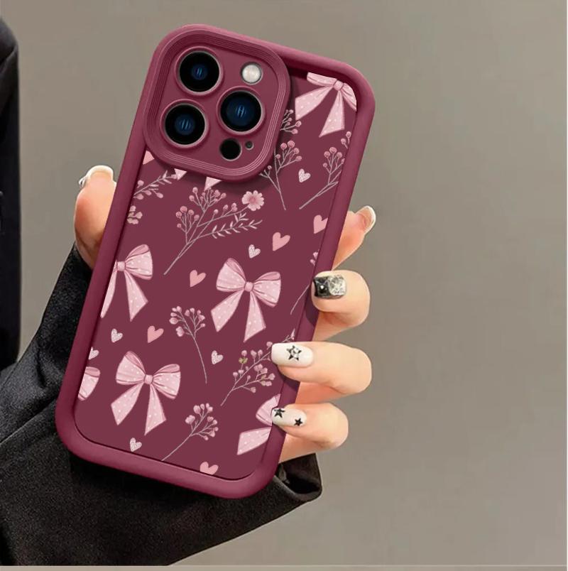 Розовый Чехол для Телефона с Бантом Для OPPO Reno 15F 12F 11F 13F 15 13 14 11 Realme C53 C55 C65 C63 C67 C71 15T 14 Plus A60 A6 A5 Pro