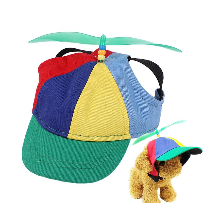 Colorful Pet Propeller Hat With Ear Holes Sunproof Dogs Cats Rainbow Helicopter Top Hat For Poodle Puppy Dachshund