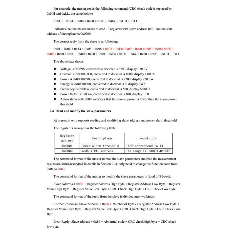 Коммуникационный модуль PZEM-004T TTL Modbus-RTU AC Однофазный 100A Измерение напряжения переменного тока, тока Высокая точность, Прочный