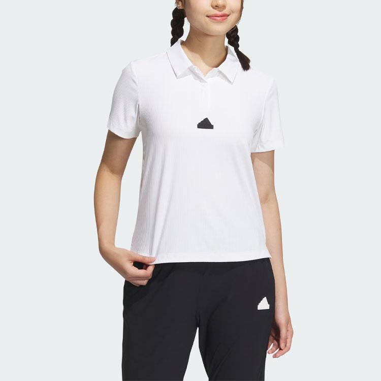 Adidas Cool Touch Sports Polo Shirt With Solid Color Logo Women Tops White IW4848