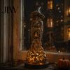 Decorative Witch Hat Skull Skeleton Resin Figurine, Halloween Gothic Statue, Spooky Realistic Bone Texture Sculpture Fantasy Ornament for Desk,