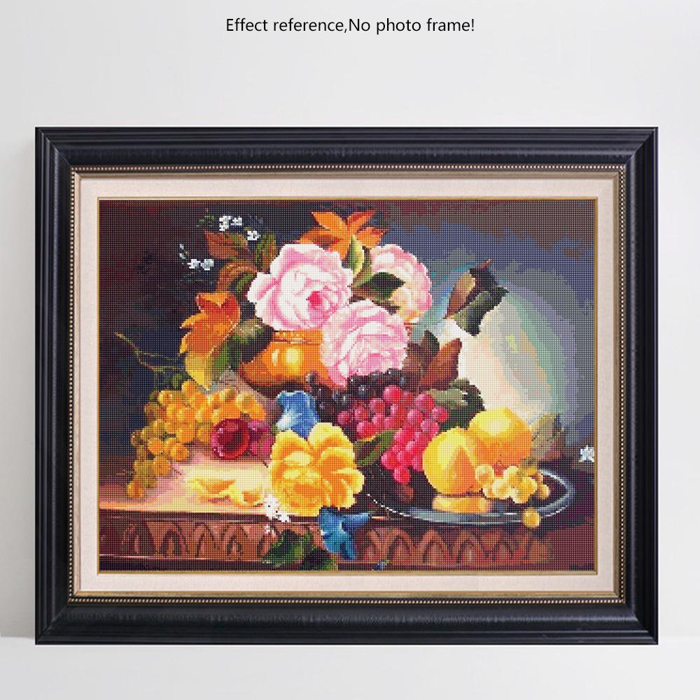 Краска с бриллиантами, круглые цветы, алмазная вышивка, фрукты, стразы, домашний декор ручной работы