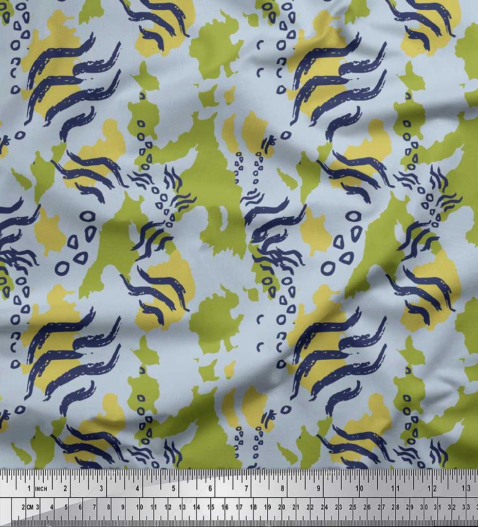 Soimoi Red Japan Crepe Satin Fabric Zebra & Leopard Animal Skin Print Fabric by the Metre 42 Inch