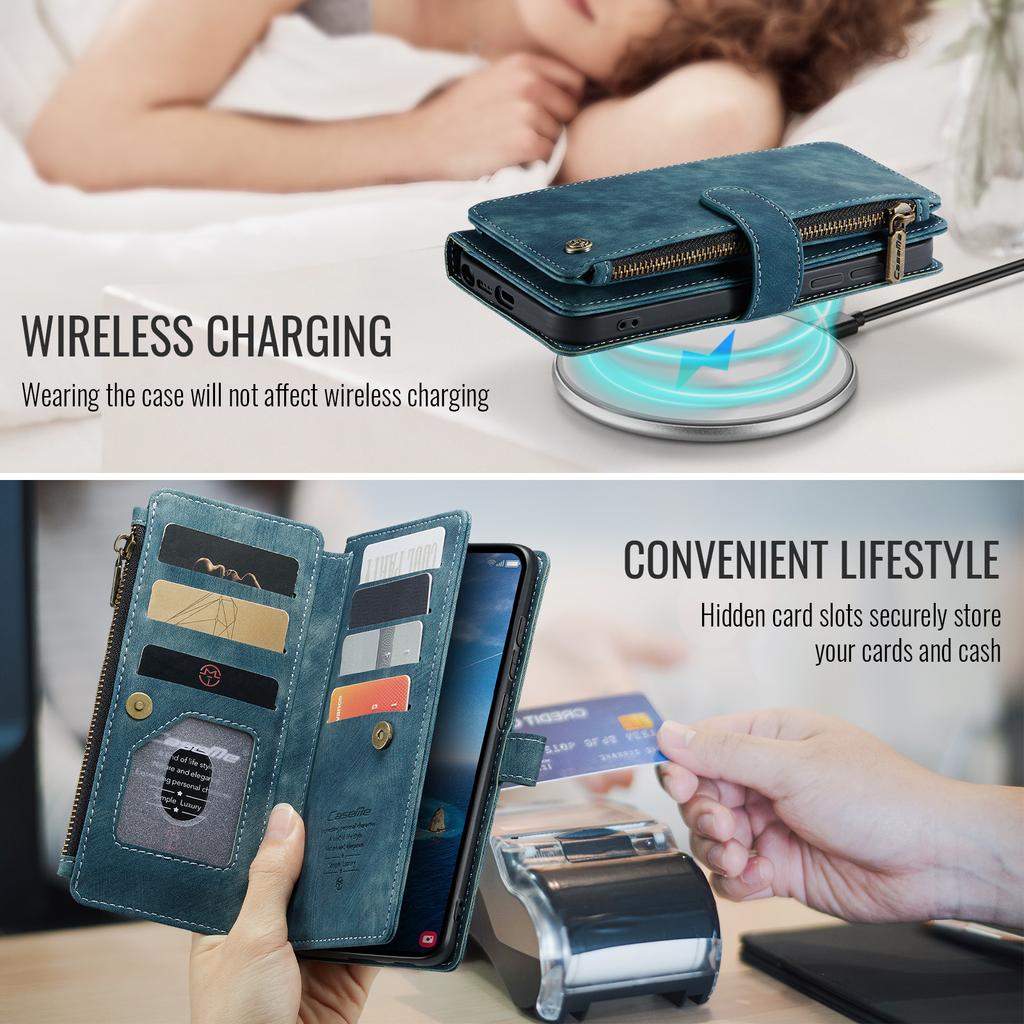 Чехлы для телефона Samsung Galaxy S26 Ultra со шнурком CASEME C30 на молнии с держателем для нескольких карт Обложка из ПУ кожи