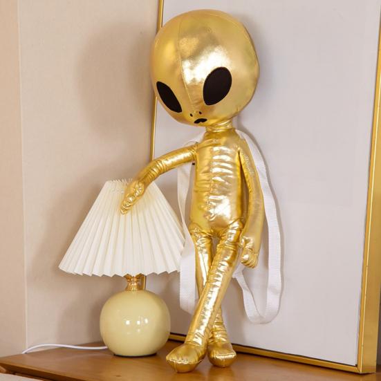 Металлическая плюшевая игрушка «Инопланетянин», забавная кукла с выражениями, глянцевая футуристическая мягкая игрушка, успокаивающая подушка для объятий, креативный подарок для детей и мальчиков