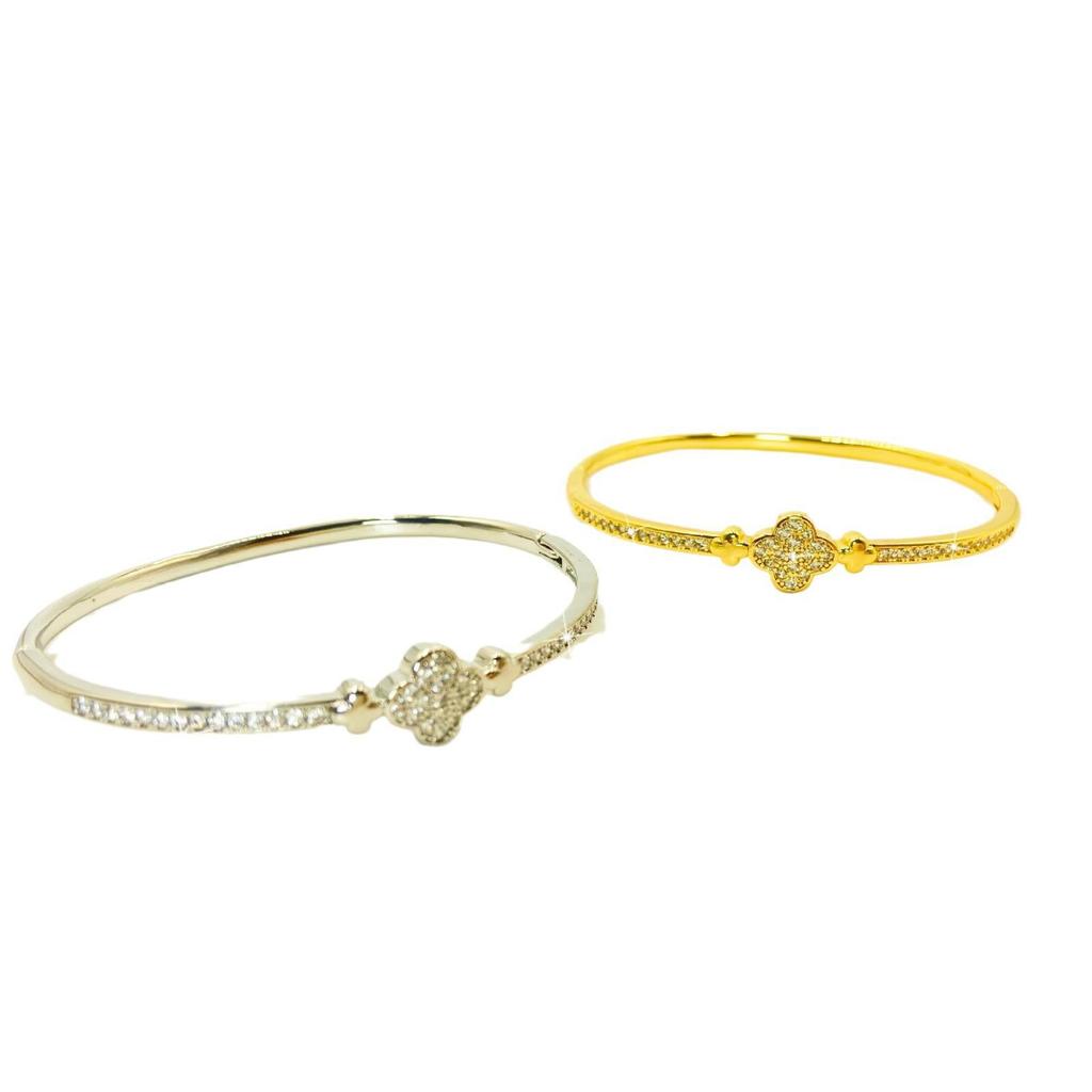 Европейский и американский браслет с четырехлистным клевером и цирконием: Модные, элегантные украшения для рук для женщин.