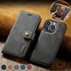 DG.MING 2 In1 Magnetic Detachable Cowhide Leather Wallet Case for iPhone 15 14Plus 13 12 11Pro Max for Samsung S23 S22 S21 S20Ultra Plus S21FE A14 A54