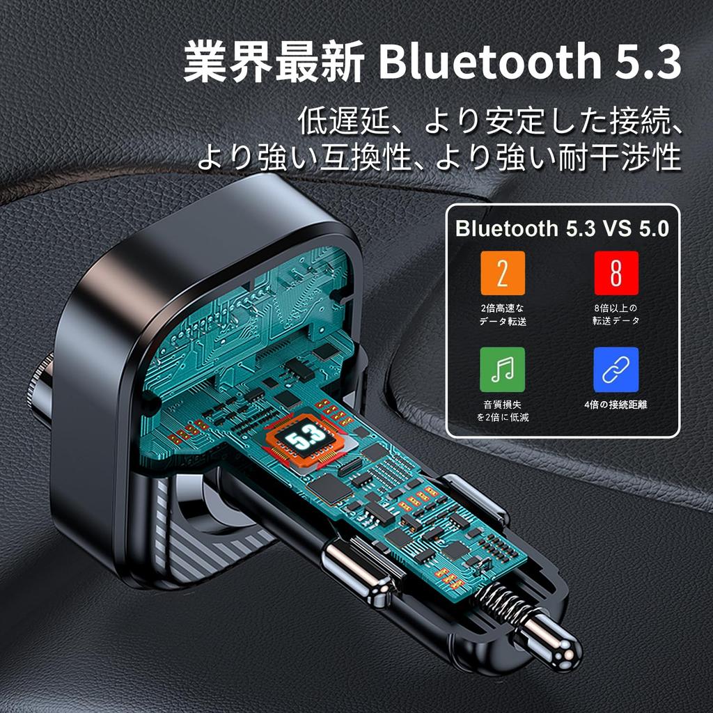 FM Transmitter, Bluetooth 5.3, Car FM Transmitter, PD 30W + QC3.0 Rapid Charging, Car