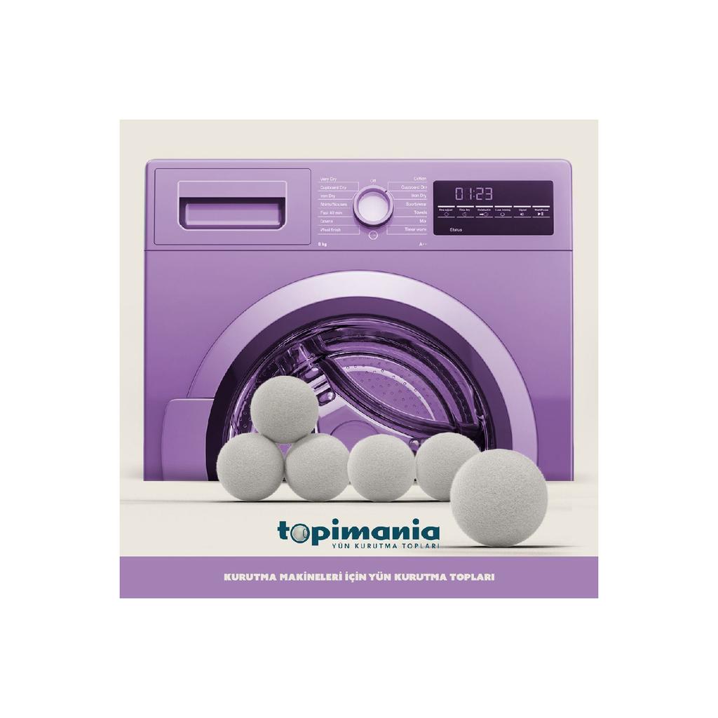 6 Pieces Xxl Natural Local Production (with Pouch Gift) Laundry Wool Dryer Ball - For Dryer