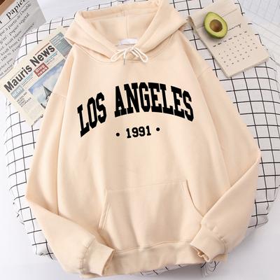 Лос-Анджелес 1991 США Город Письмо Мужская одежда Флисовый спортивный костюм большого размера Простота Качественные толстовки Повседневные топы с круглым вырезом для мужчин