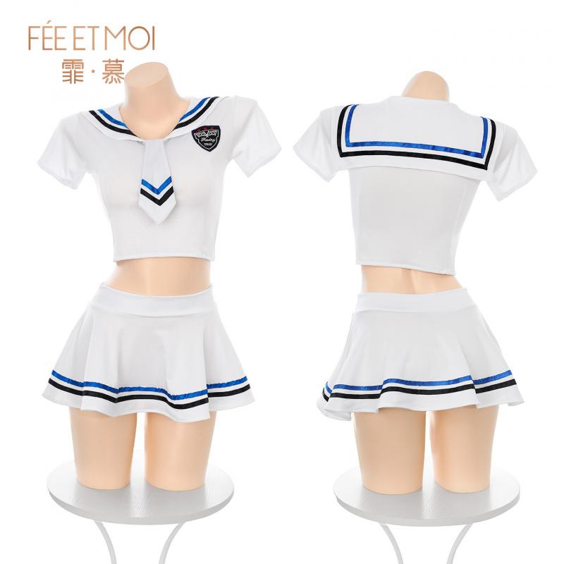 Women's Sexy Lingerie Sailor Style JK Uniform Temptation Sexy Hot Lingerie Flirting Butt-Exposing No-Need-to-Take-Off